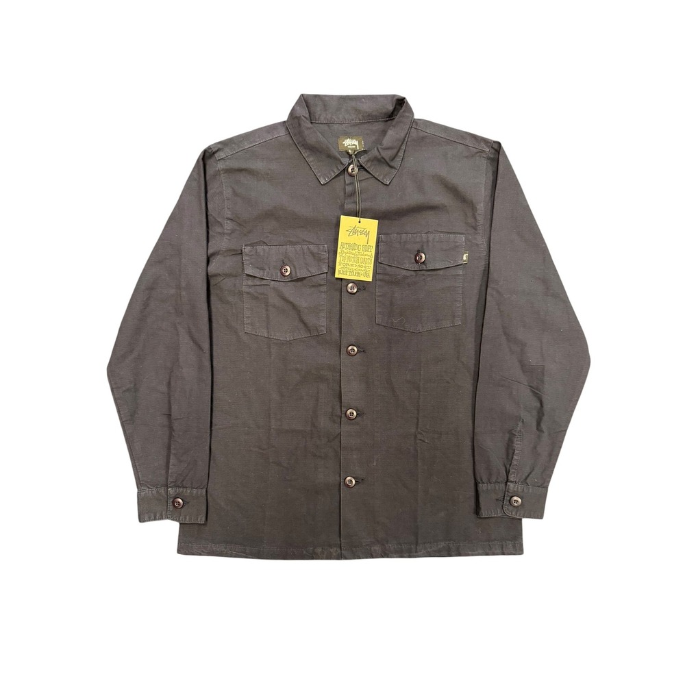 Stussy Work Shirt Mens L Navy New Canvas Long Sleeve Made in USA Button Down